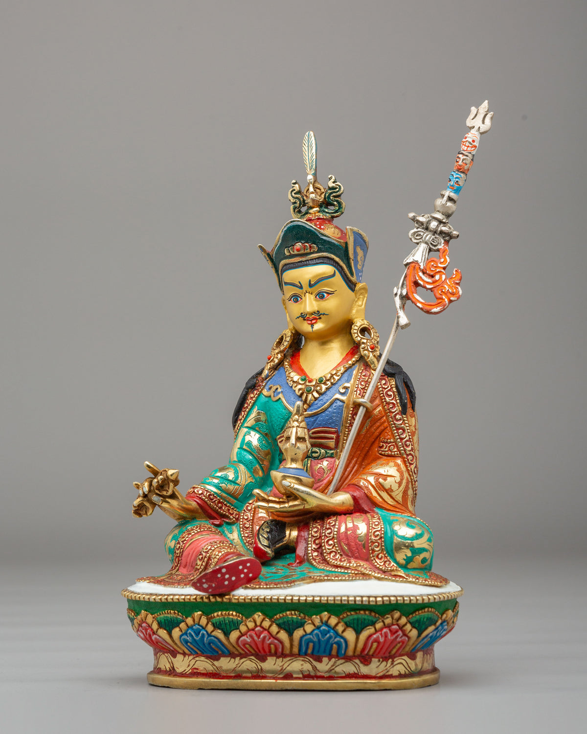Traditional Tibetan Padmasambhava Statue | Copper Artwork