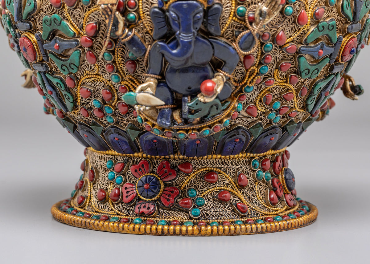 Ganesha Carved Decorative Vessel | Spiritual Home Decor