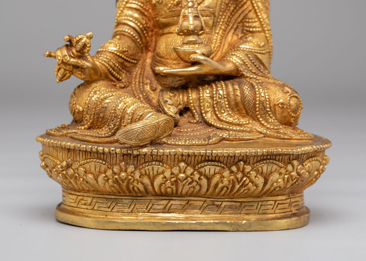 Himalayan Guru Rinpoche Buddhist Statue | Traditional Gold Plated Sculpture