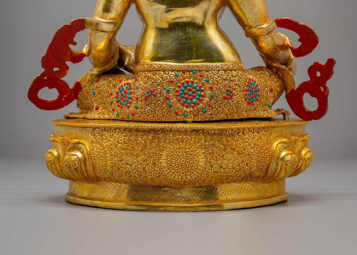 Traditional Dzambhala Altar Sculpture | 24K Gold Plated Buddhist Wealth Deity