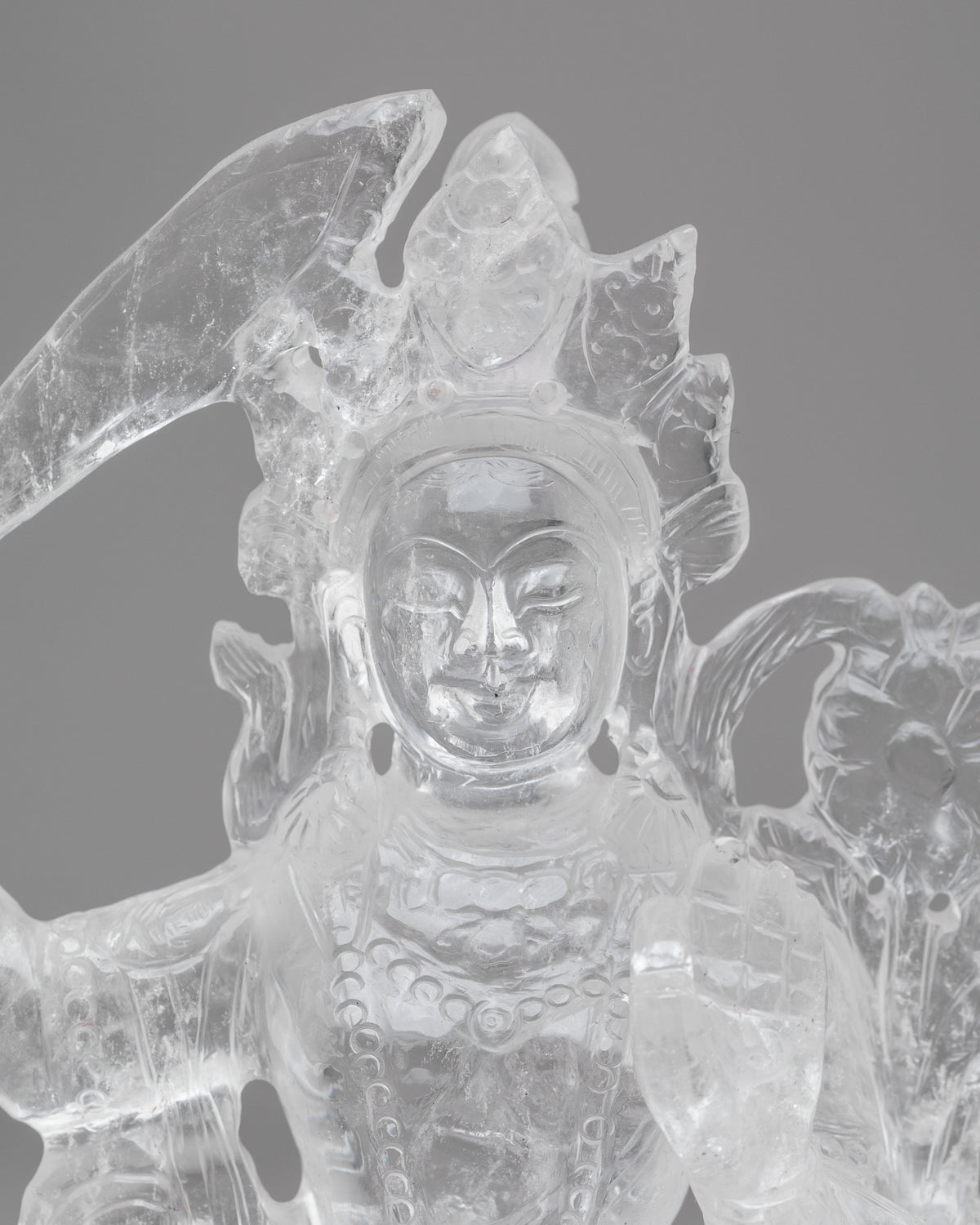 Crystal Manjushri Sculpture | Himalayan Crystal Buddhist Artwork