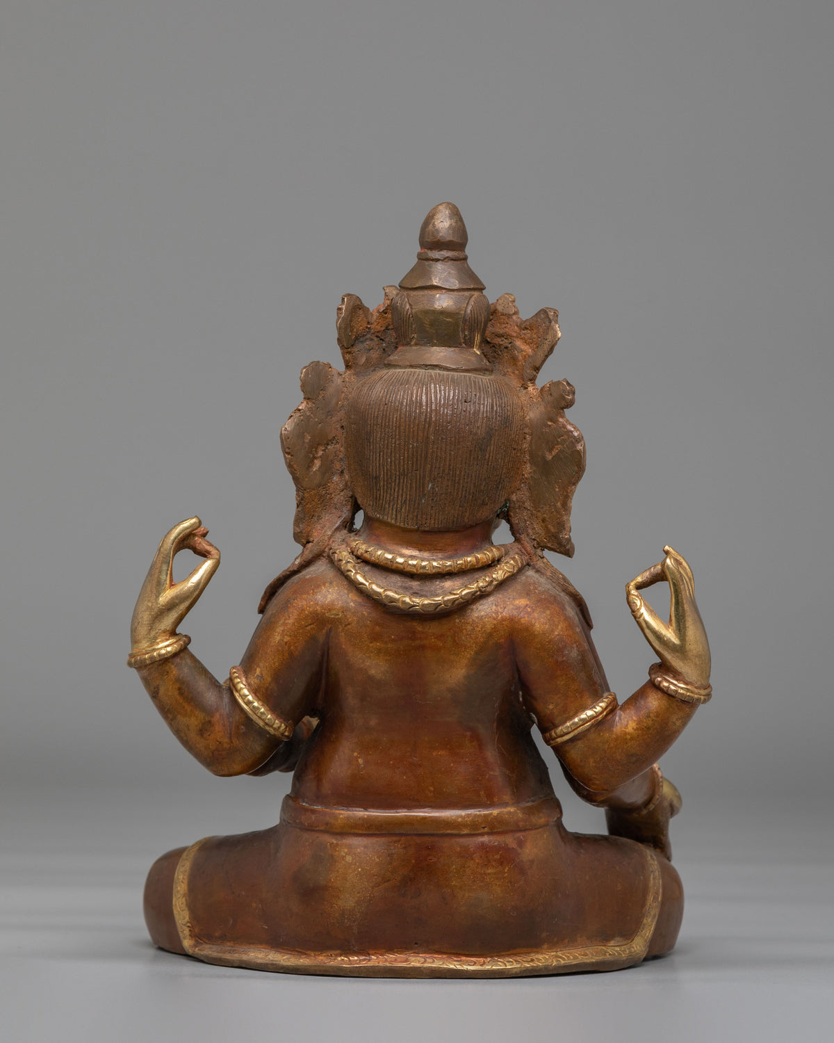 Sacred Himalayan Ganesh Altar Statue | Gold Plated Copper Ganesha Sculpture