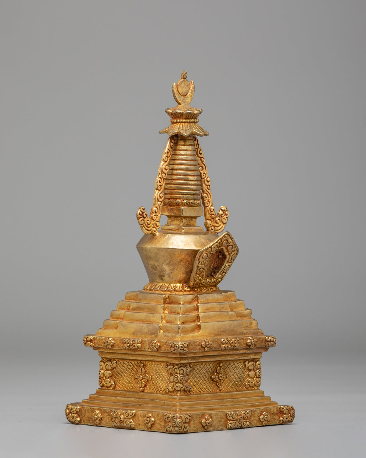 Handcrafted Meditation Kadampa Stupa  | Sacred Buddhist Shrine Decor