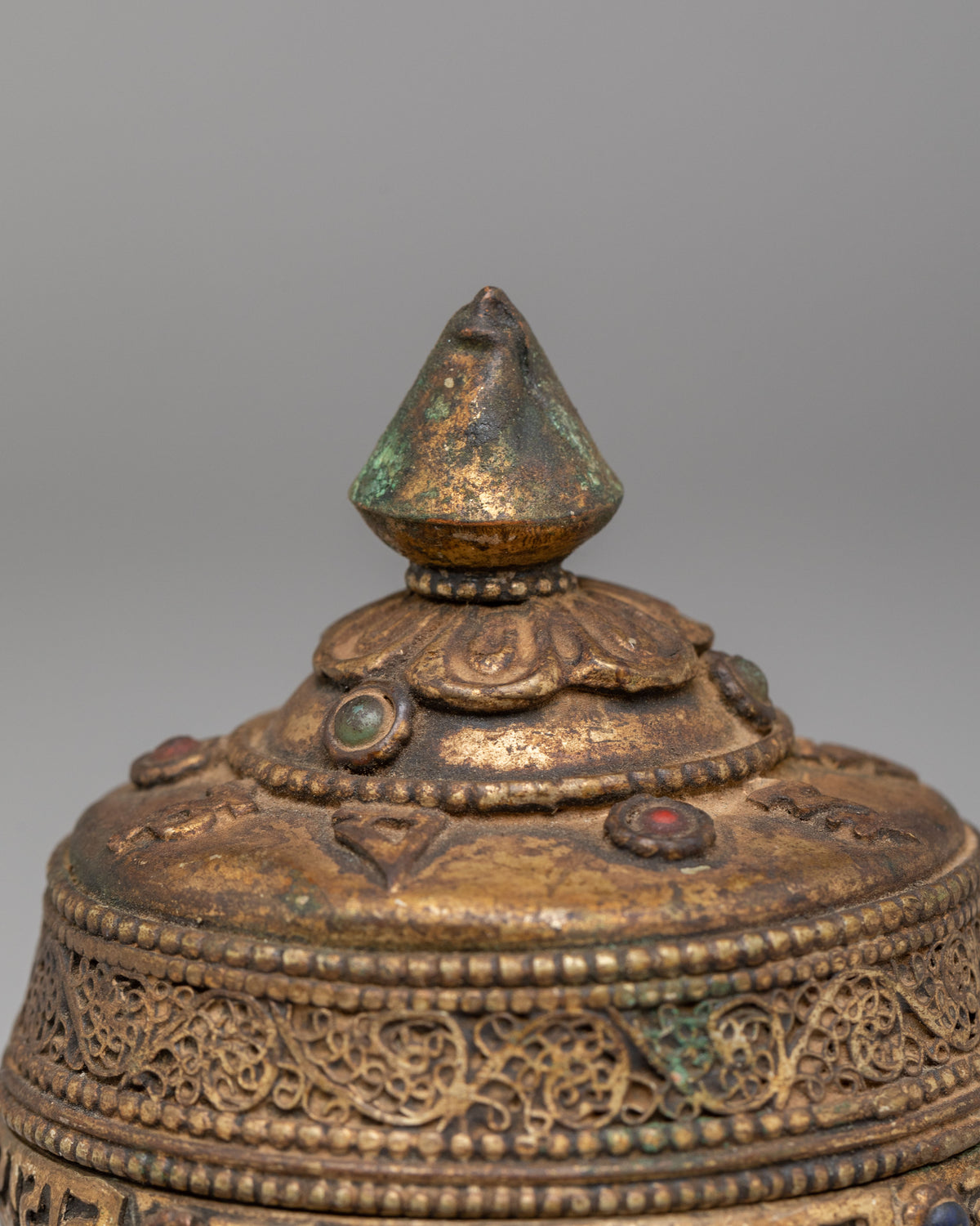 Sacred Meditation Prayer Wheel | Handcrafted Copper Buddhist Artwork