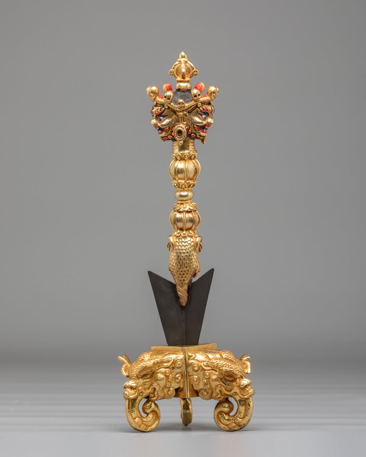 Traditional Buddhist Ceremonial Dagger Phurba | Gold Plated Tibetan Ritual Dagger