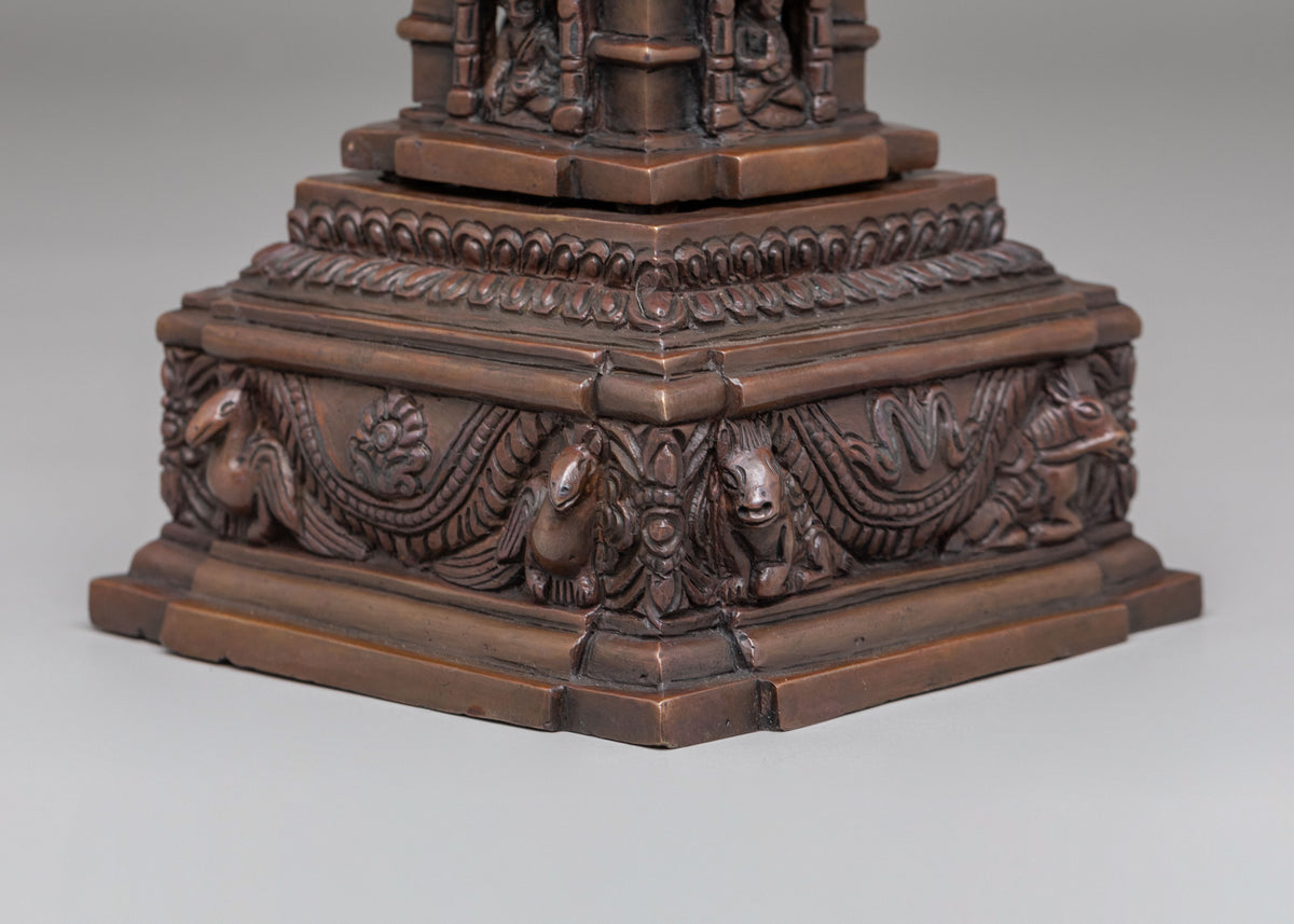 Meditation Shrine Stupa | Oxidized Copper Buddhist Sacred Art
