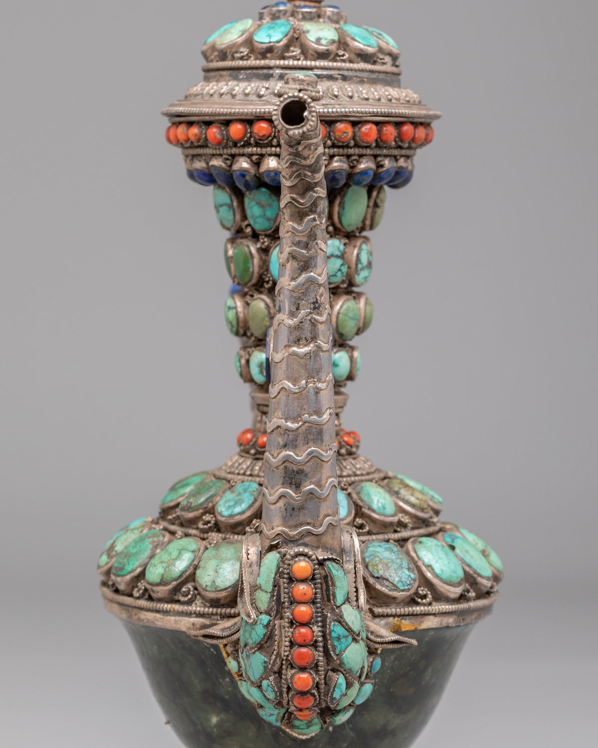 Hong Kong Jade Tea Pot | Antique Tibetan Silver Tea Vessel