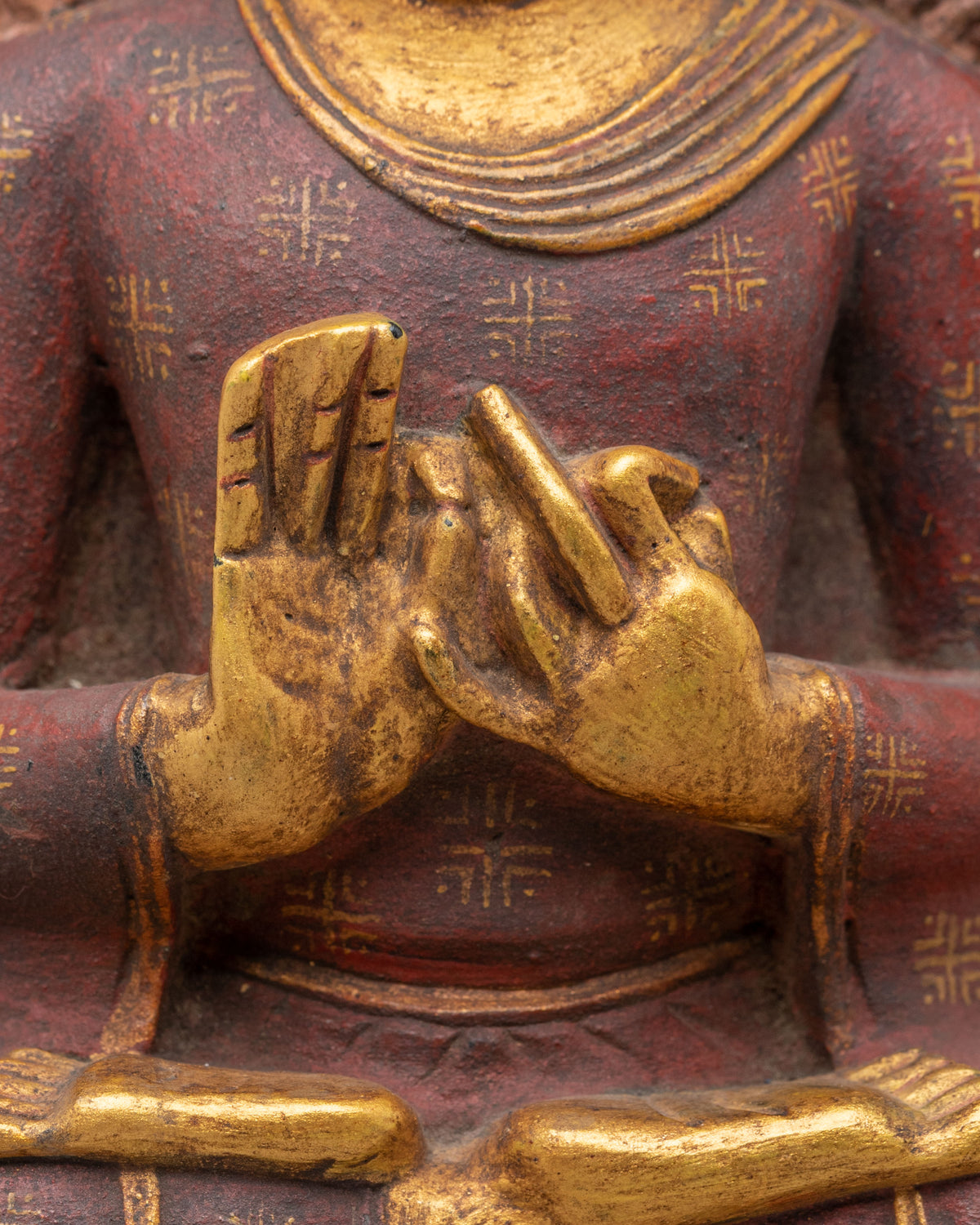 Traditional Tibetan Vairocana Sculpture | Gold Plated Buddha Statue