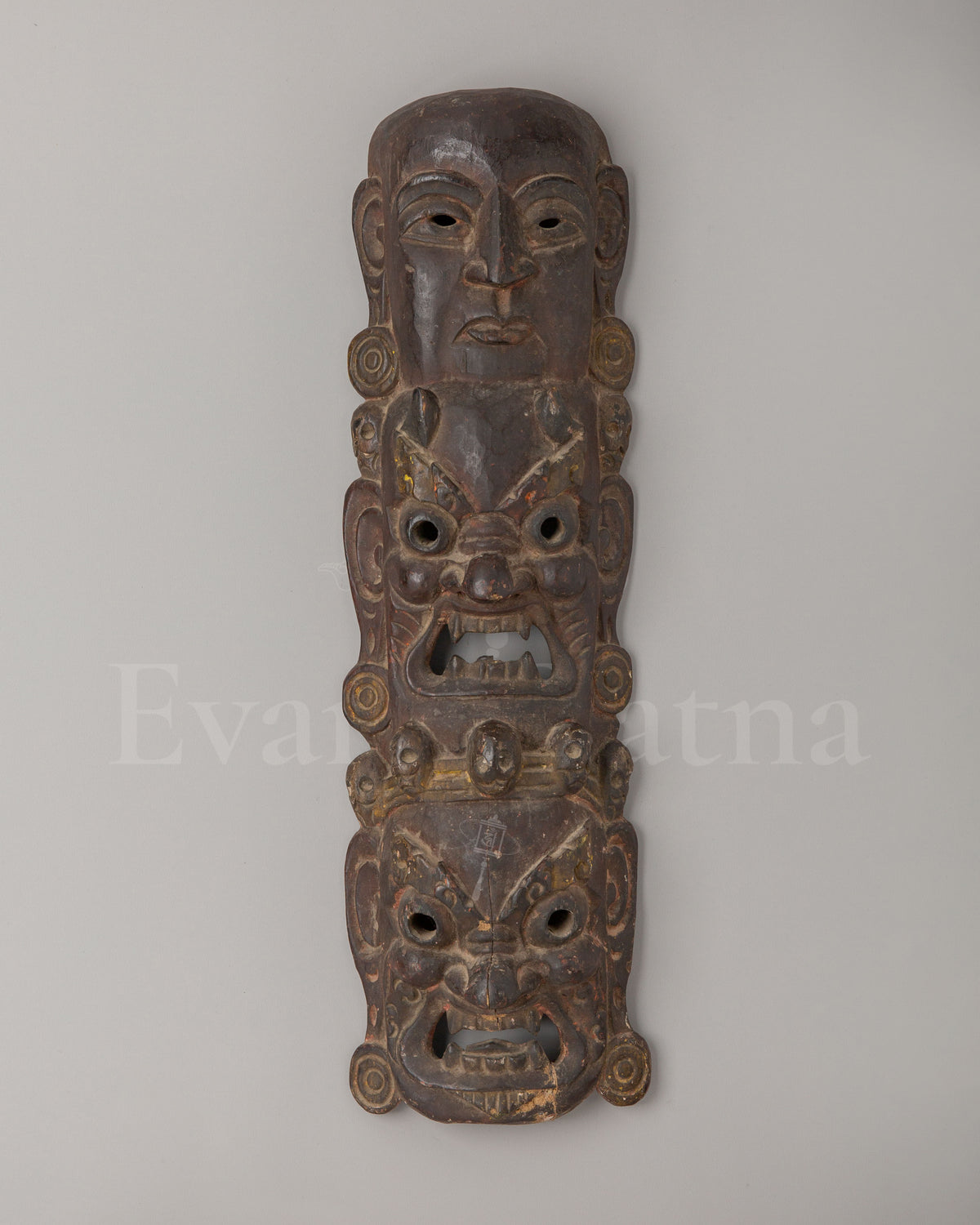Tibetan Carved Mask Wall Hanging