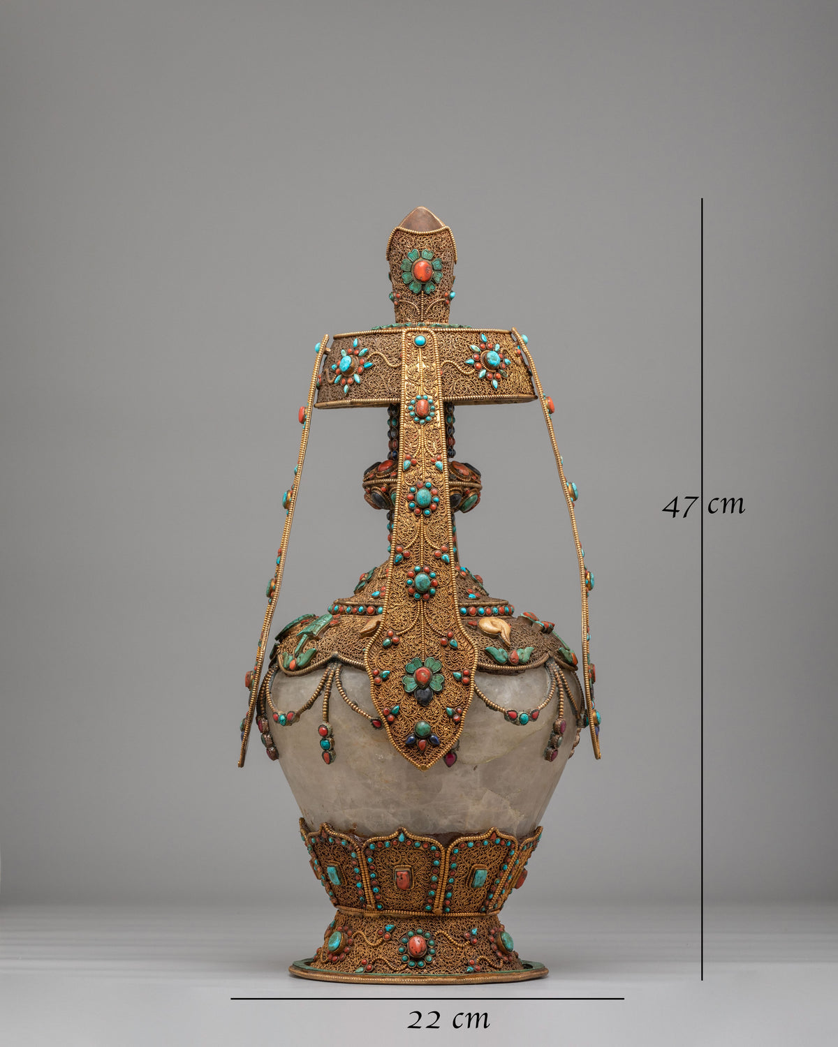 Tibetan Buddhist Long Life Ritual Vase | Spiritual Decor for Meditation