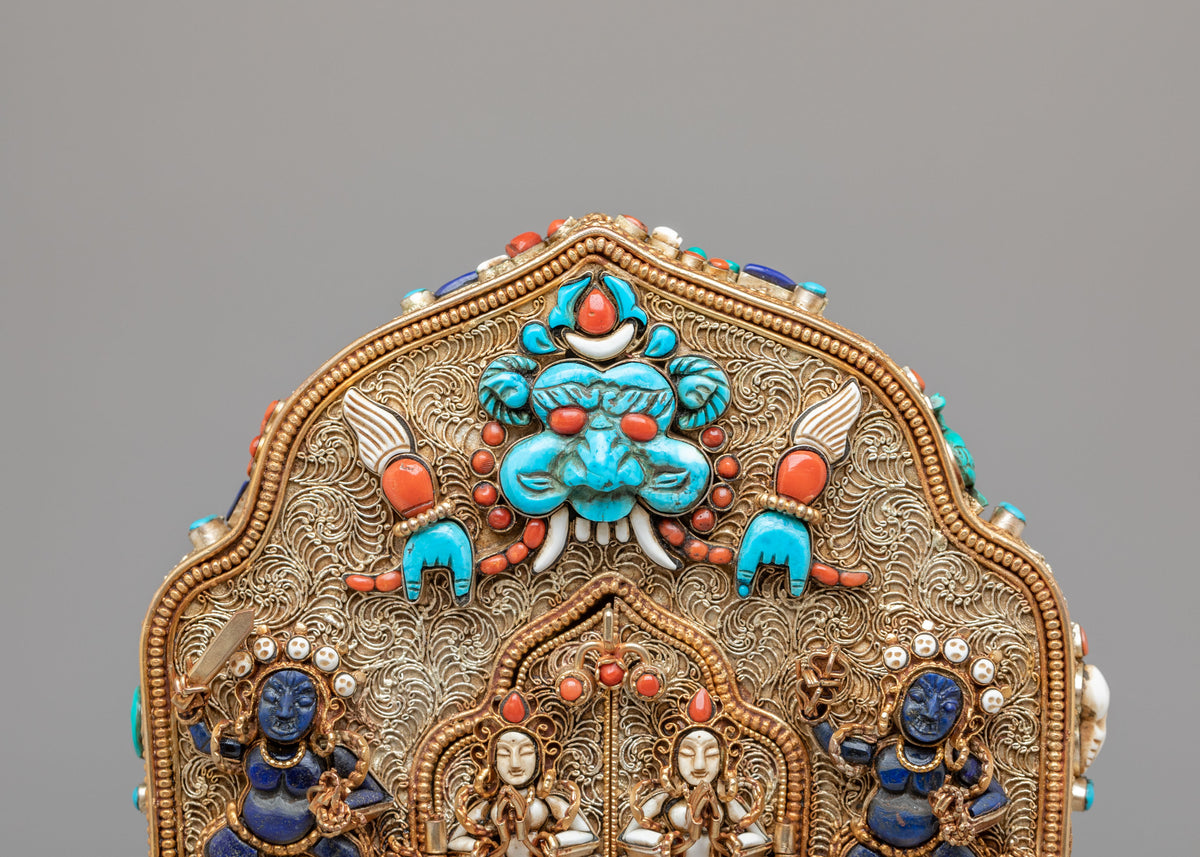 Tibetan Buddhist Ghau Shrine Box | Sacred Tibetan Offering Box
