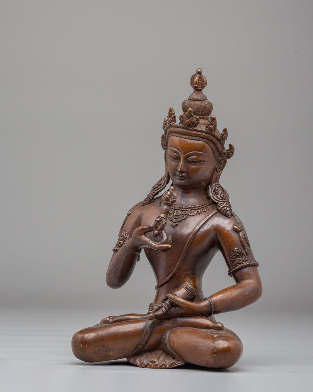 Vajrasattva Home Shrine Statue | Oxidized Copper Buddhist Art