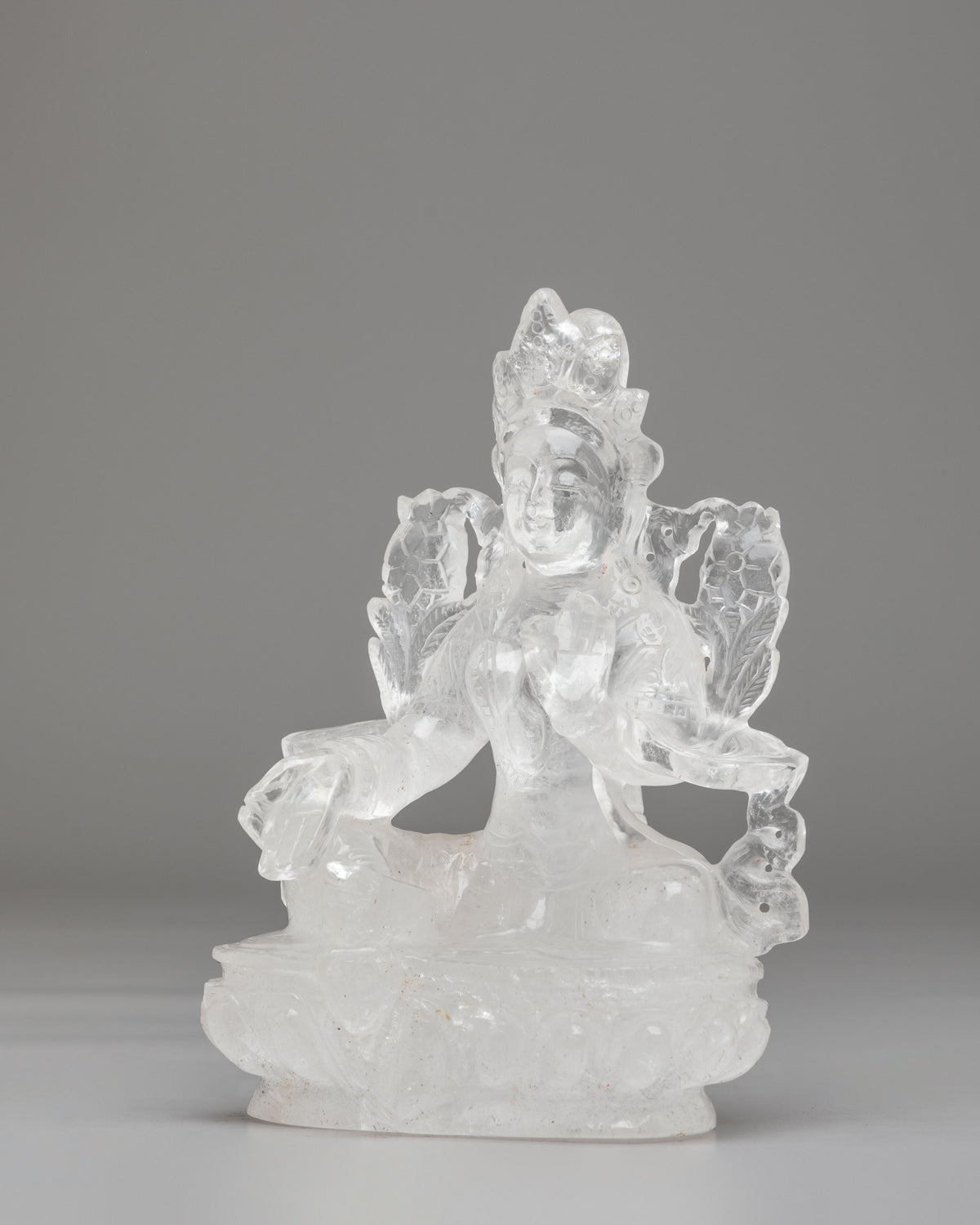 Crystal Green Tara Sculpture | Himalayan Artwork for Altar Decor