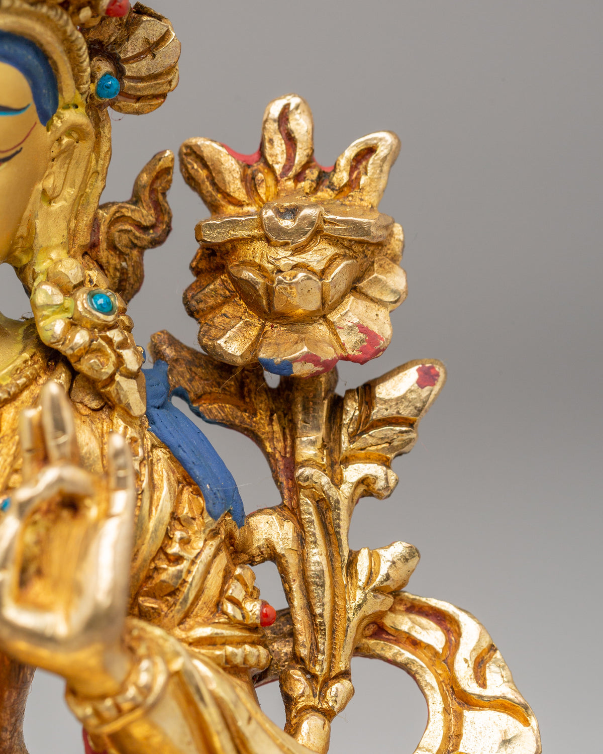 24K Gold Plated Manjushri Sculpture | Wisdom Deity Sculpture