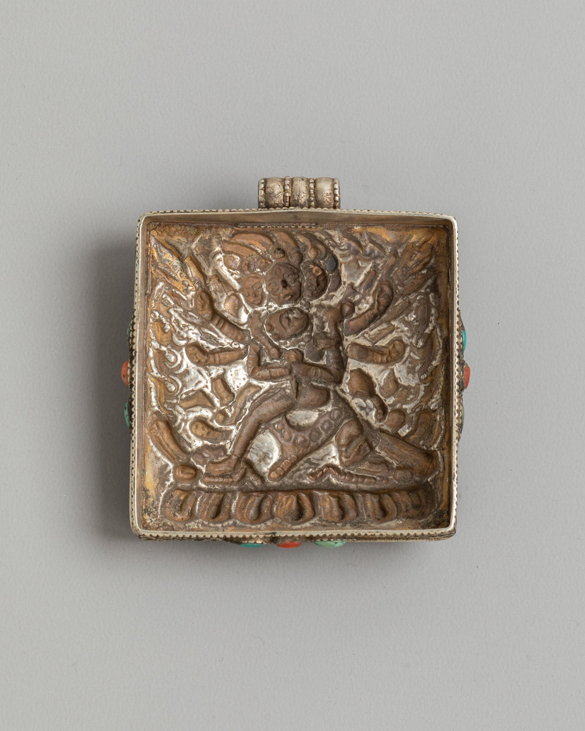 Tibetan Yamantaka Ghau Box Locket | Handcarved Silver Buddhist Amulet