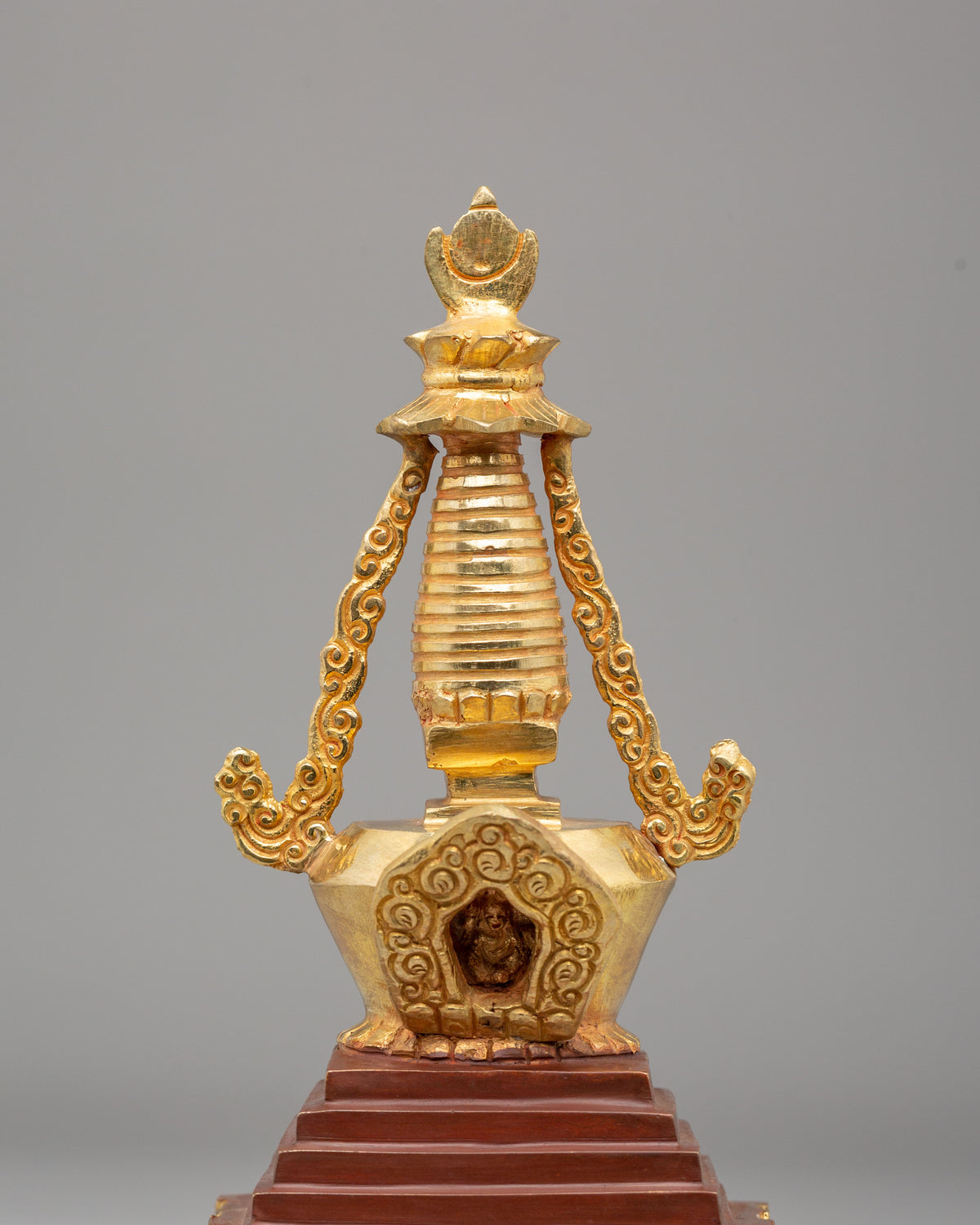 Tibetan Shrine Enlightenment Stupa | 24K Half Gold Plated Copper