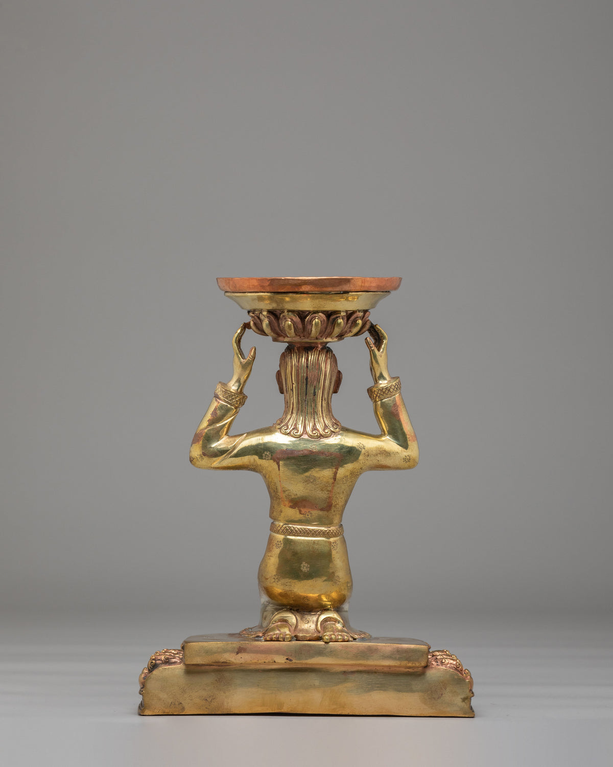 Tibetan Butter Lamp For Buddhist Shrine | Brass Lamp with Copper Holder