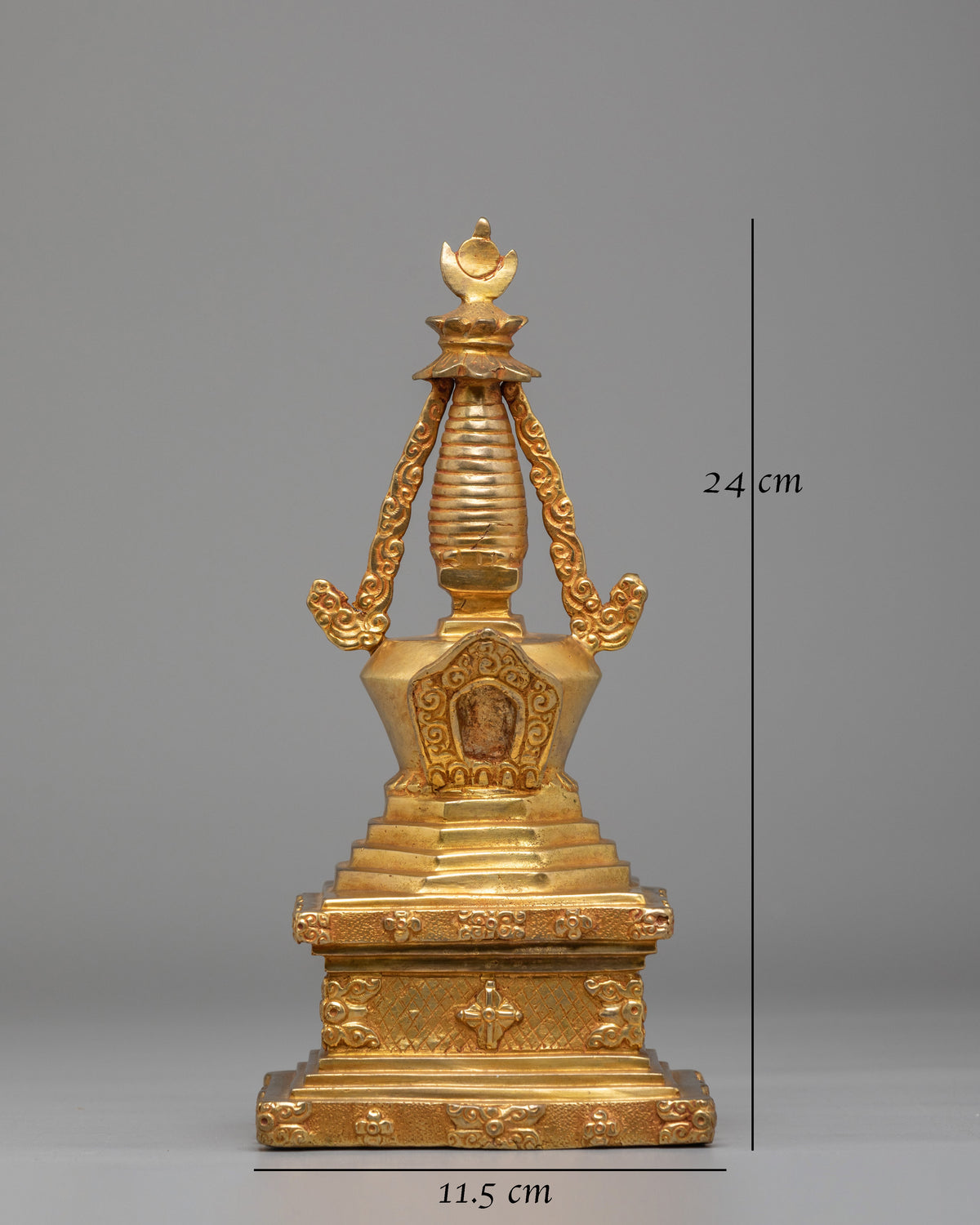 Stupa of Reconciliation for Buddhist Altar | Gold-Plated Copper Sculpture