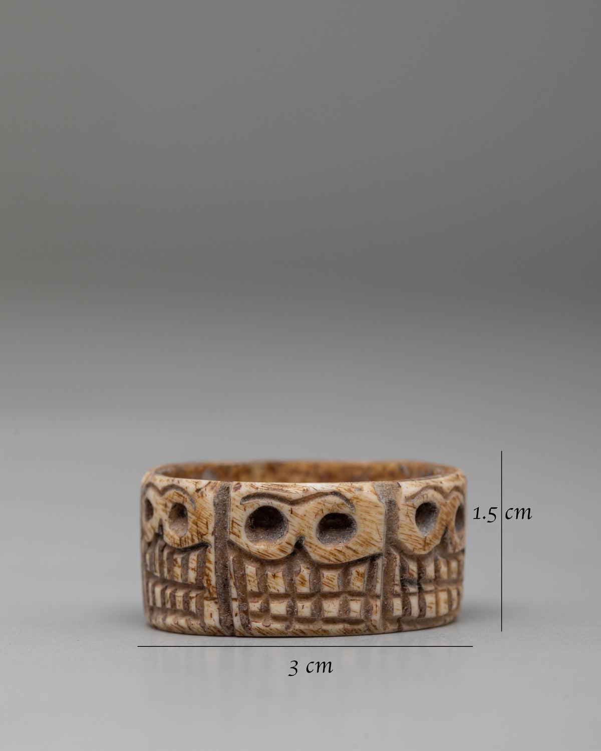 Tibetan Buddhist Skull Ring | Hand-Carved Buffalo Bone Jewelry