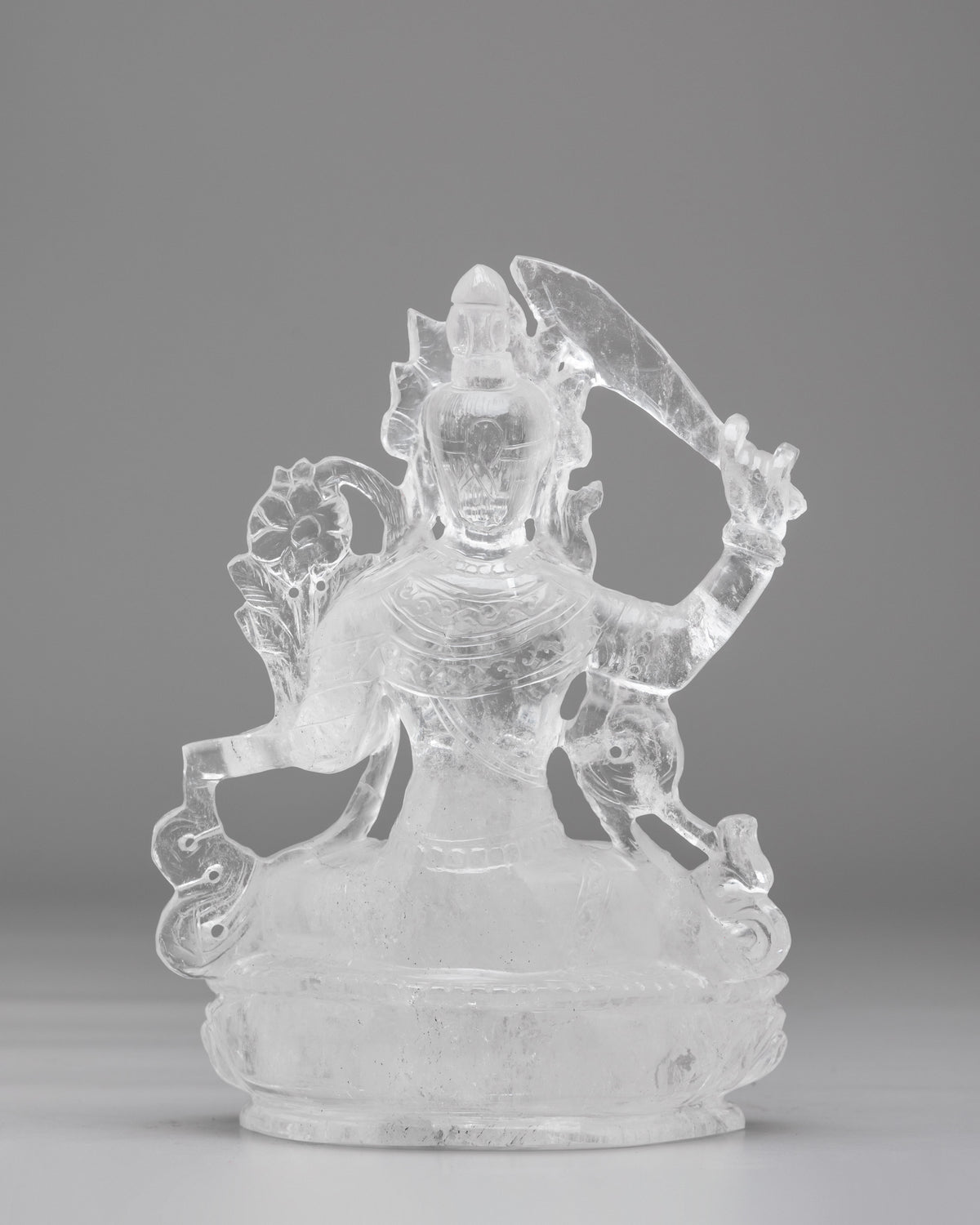 Crystal Manjushri Sculpture | Himalayan Crystal Buddhist Artwork