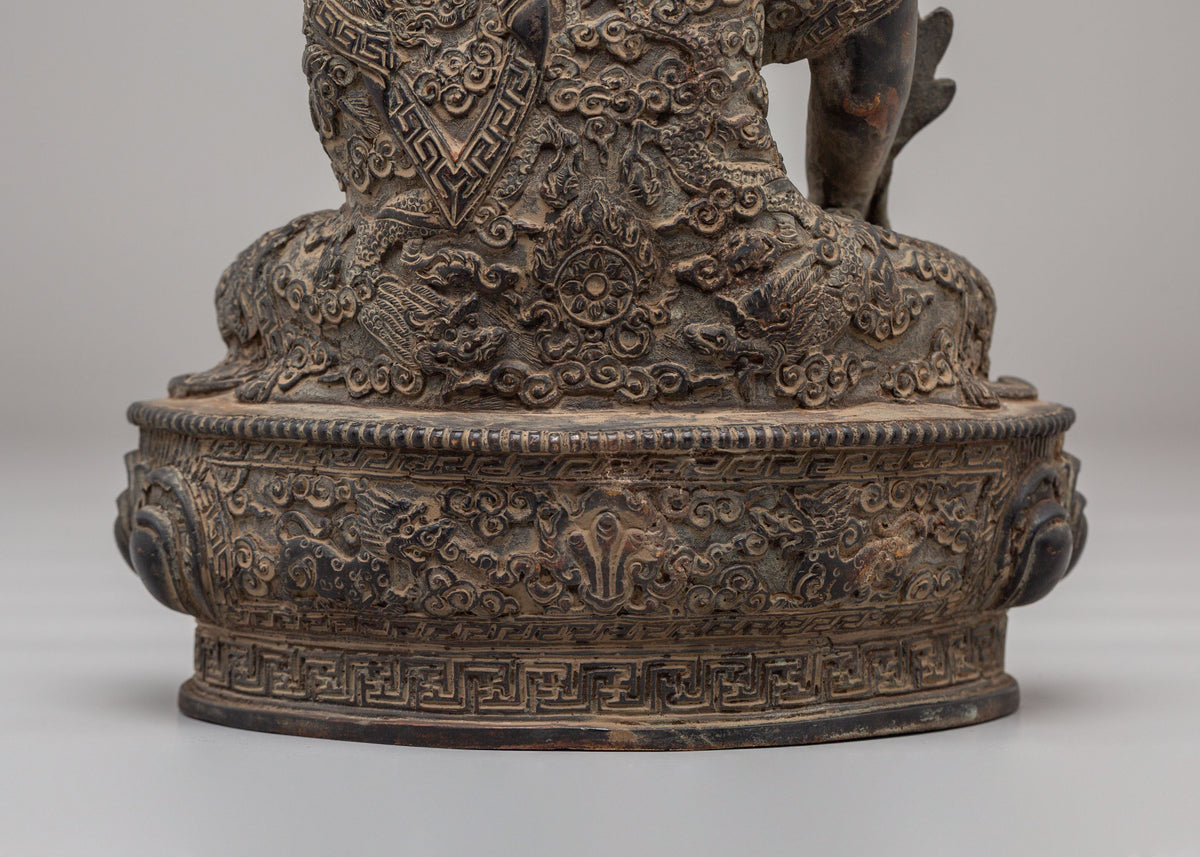 Tibetan Medicine Buddha Spiritual Statue | Handcrafted Oxidized Copper Statue