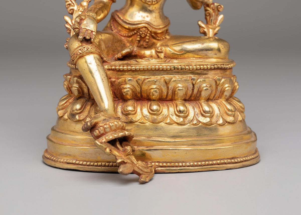 Tibetan Green Tara Shrine Statue | Buddhist Sculpture for Altar Decor