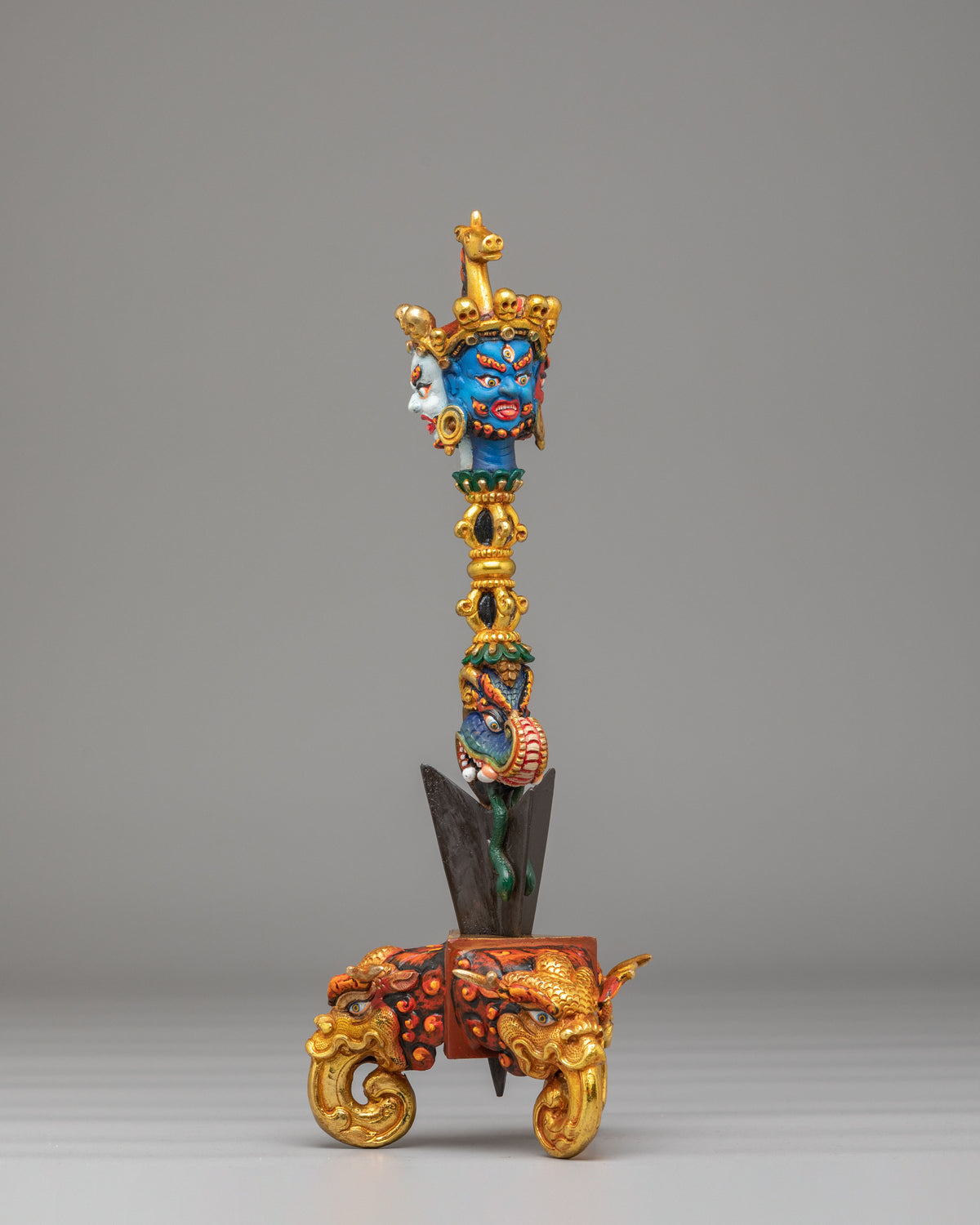 Handmade Altar Buddhist Ritual Dagger | Gold Plated Tibetan Phurba
