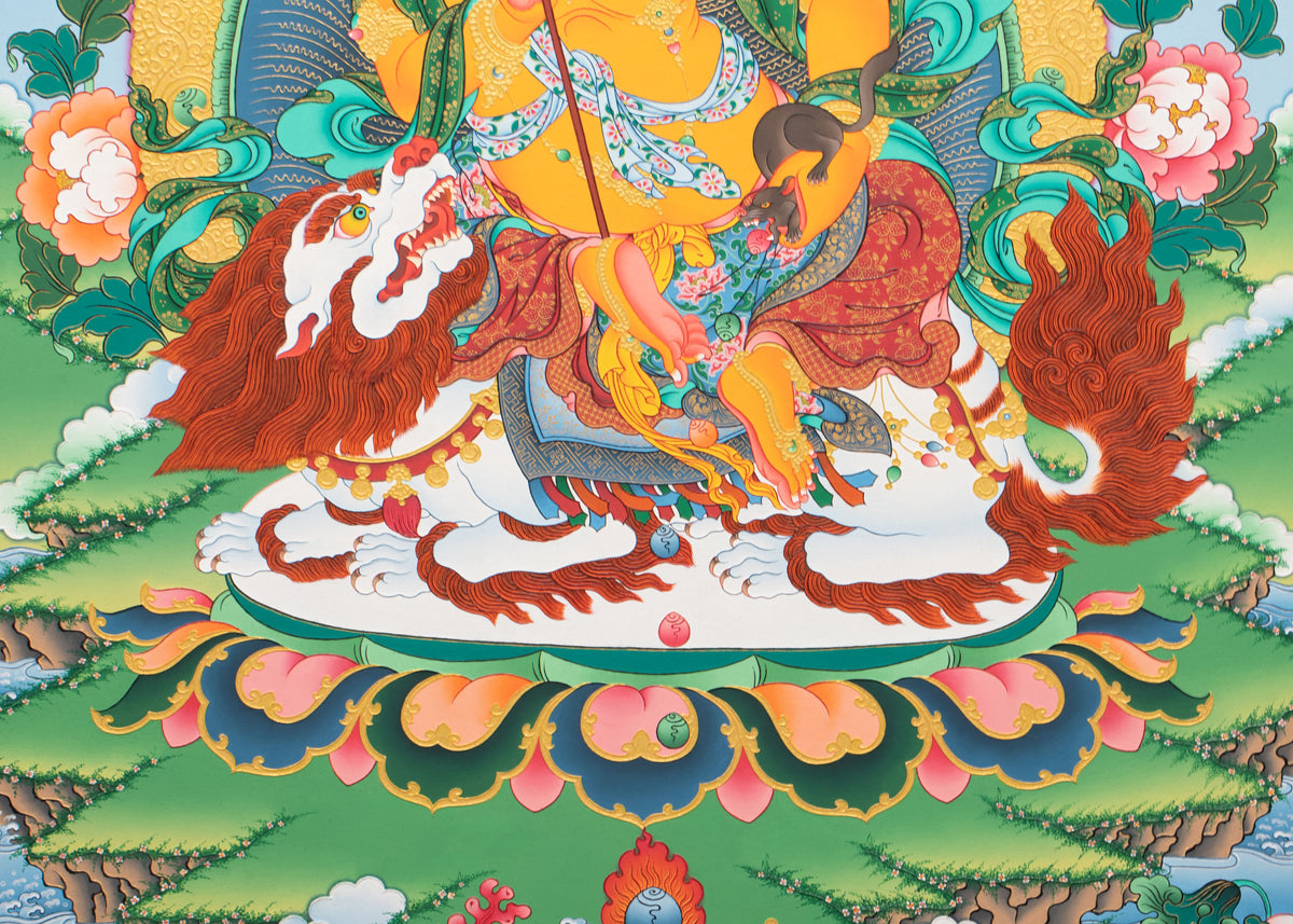 Spiritual Namtoshe Wall Hanging | Handpainted Tibetan Buddhist Wealth Deity Art