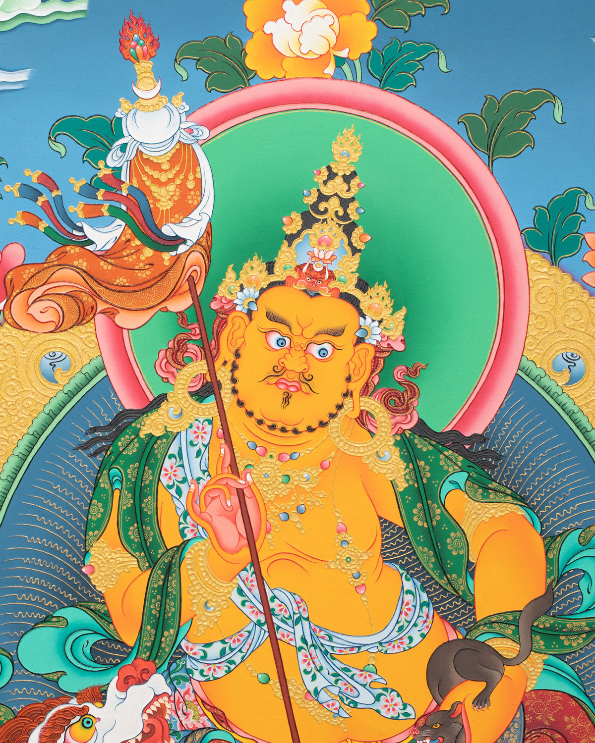 Spiritual Namtoshe Wall Hanging | Handpainted Tibetan Buddhist Wealth Deity Art