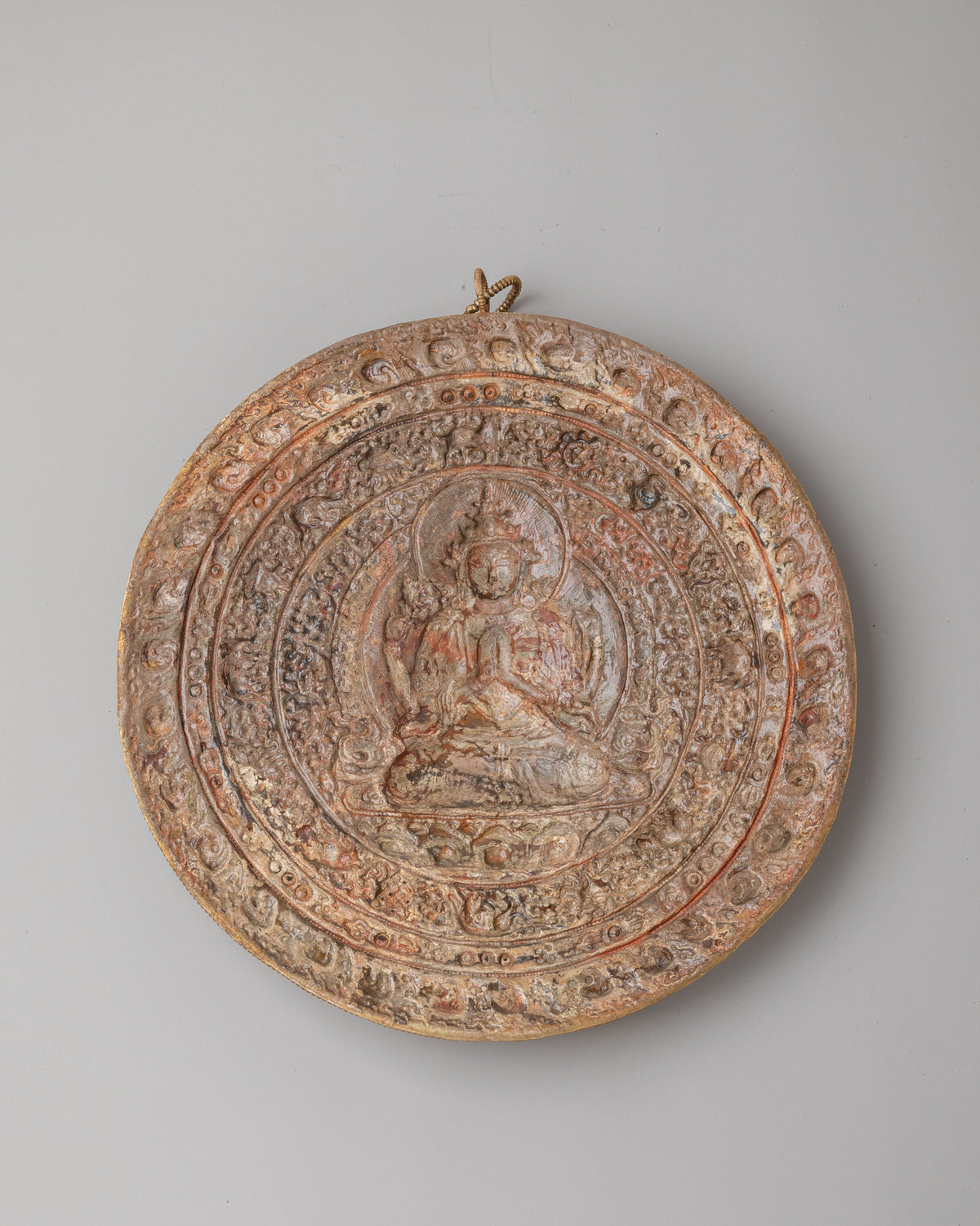 Traditional Chenrezig Wall Hanging | Gold Plated Copper Buddhist Wall Art