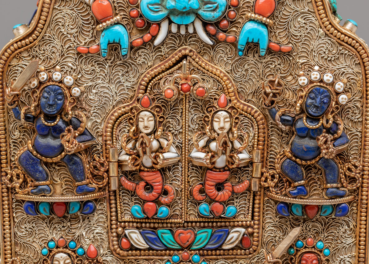 Tibetan Buddhist Ghau Shrine Box | Sacred Tibetan Offering Box