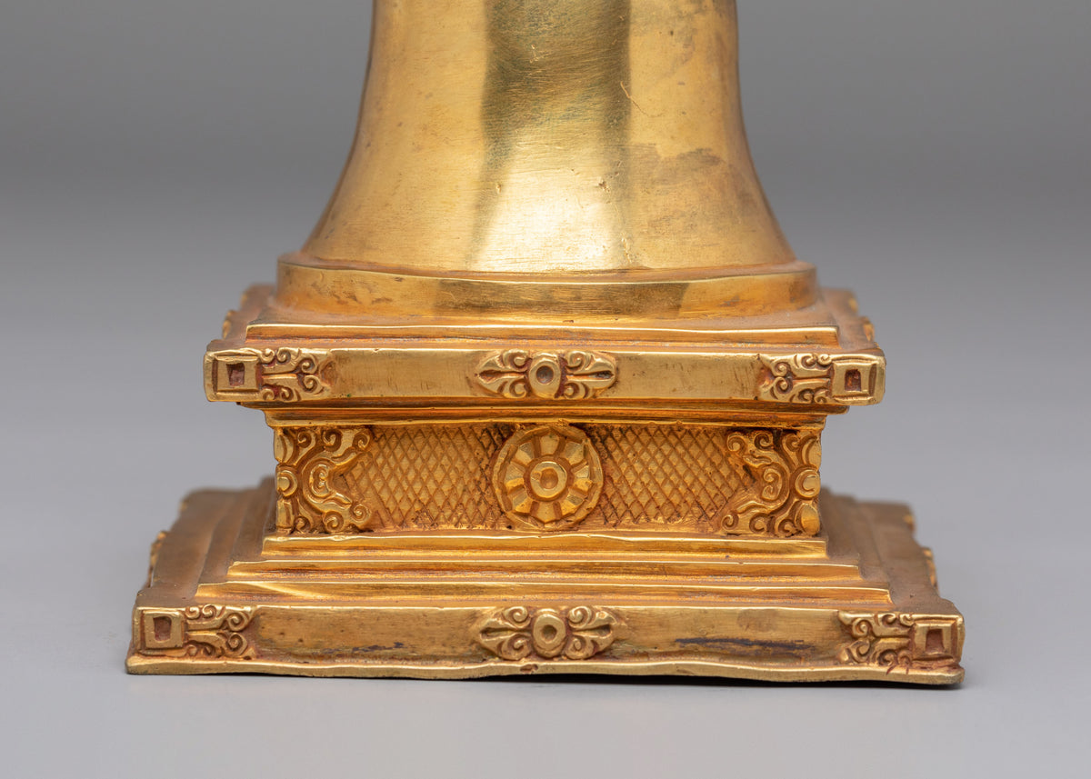 Gold Plated Altar Stupa | Spiritual Meditation Decor