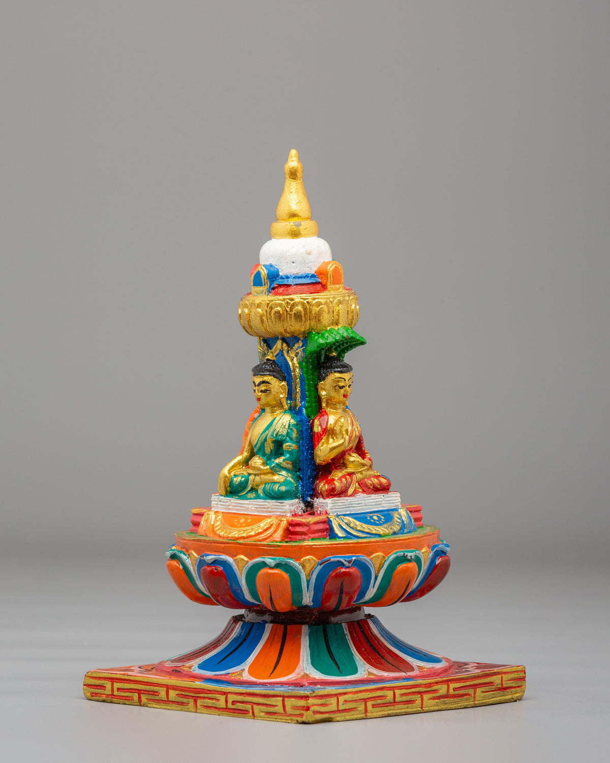 Stupa with Five Dhyani Buddhas | Handcrafted Sacred Shrine