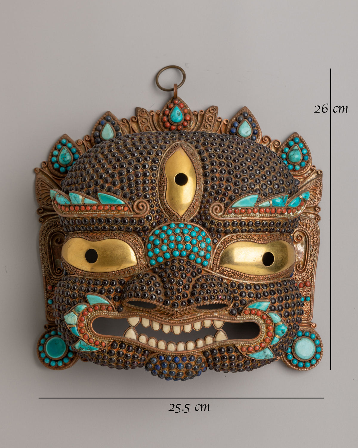 1980 Mask Wall hanging | Antique Copper Gemstone Artwork