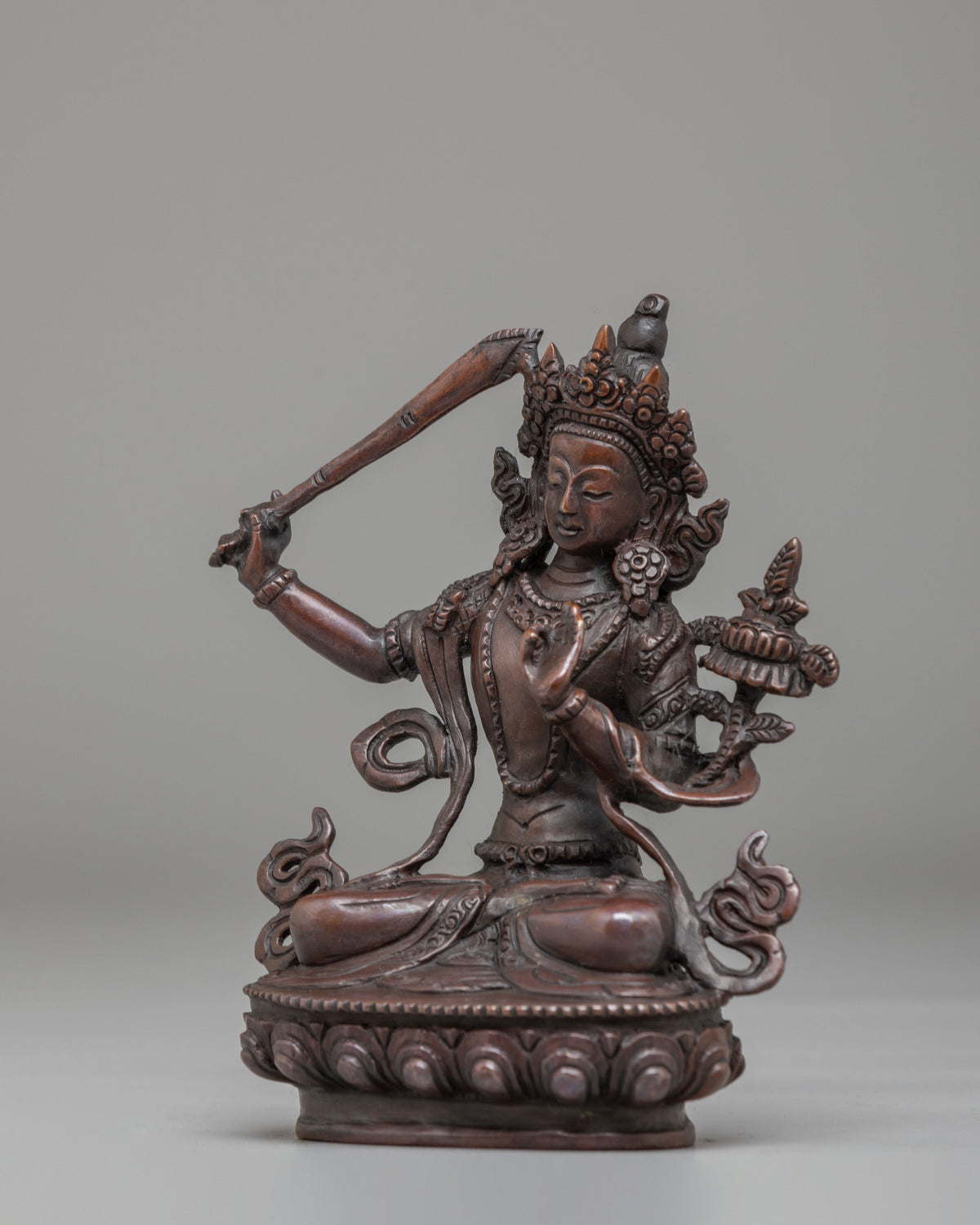 Traditional Tibetan Manjushri Sculpture | Spiritual Altar Decor