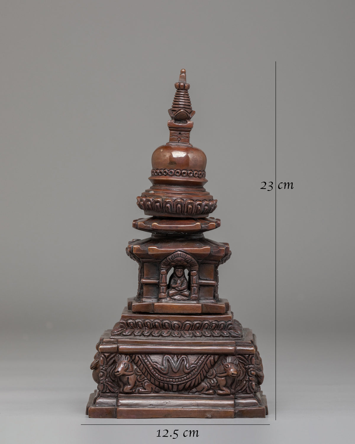 Meditation Shrine Stupa | Oxidized Copper Buddhist Sacred Art