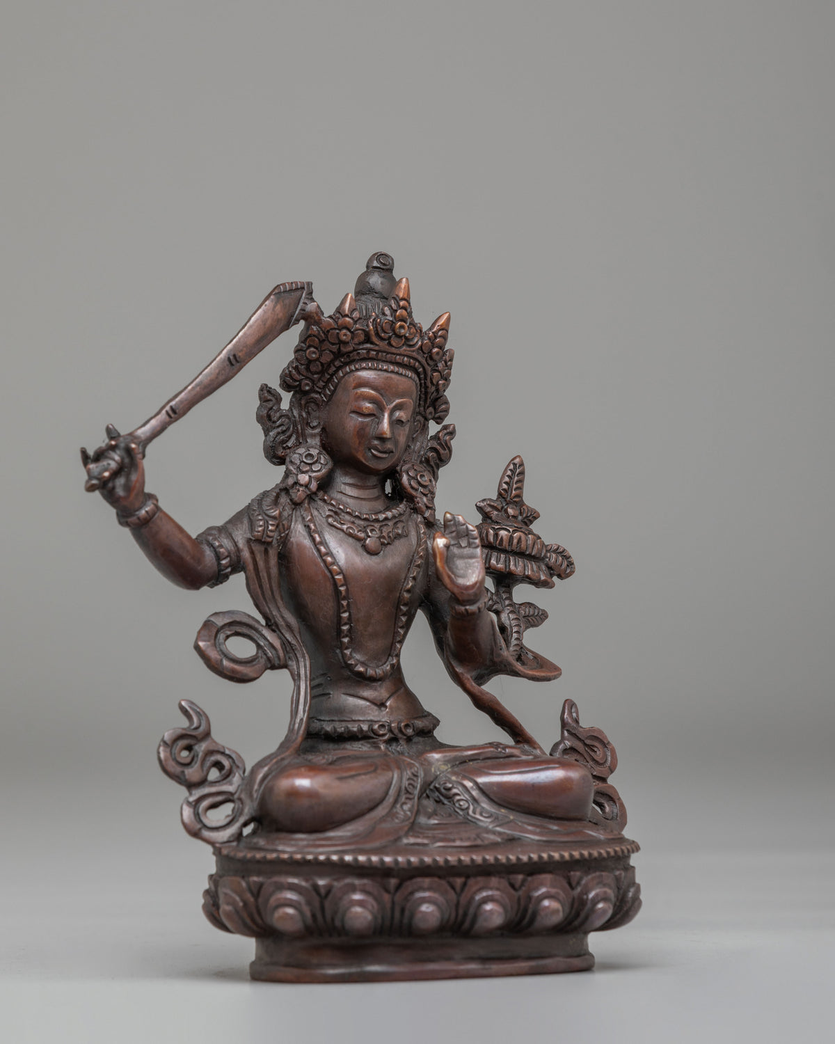 Traditional Tibetan Manjushri Sculpture | Spiritual Altar Decor