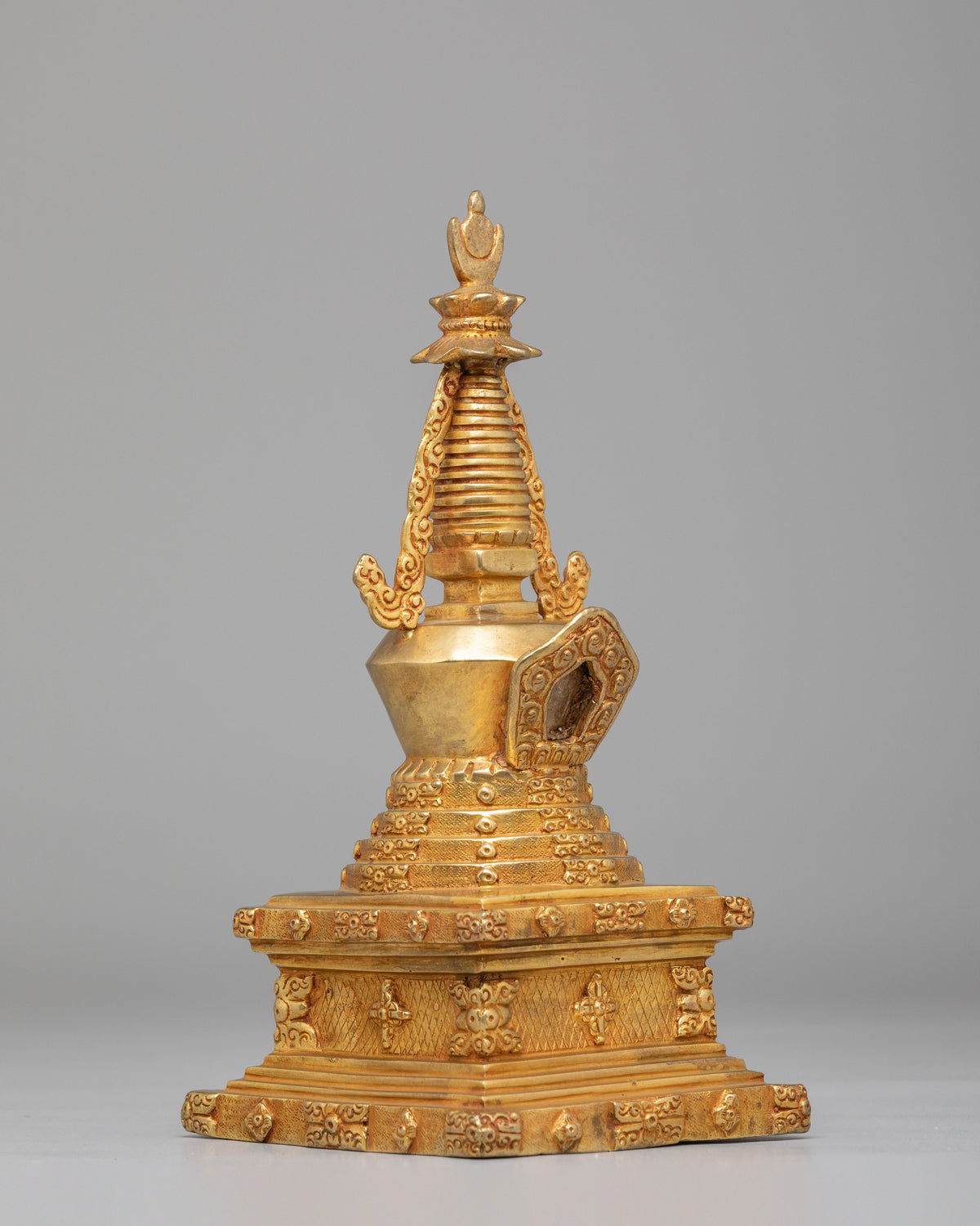 Lotus Blossom Stupa For Buddhist Altar |  Sacred Traditional  Artwork