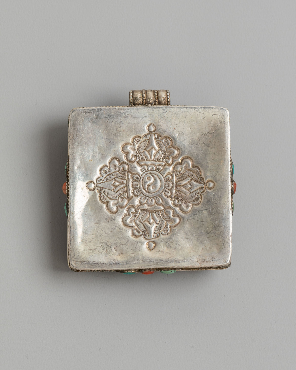 Tibetan Yamantaka Ghau Box Locket | Handcarved Silver Buddhist Amulet