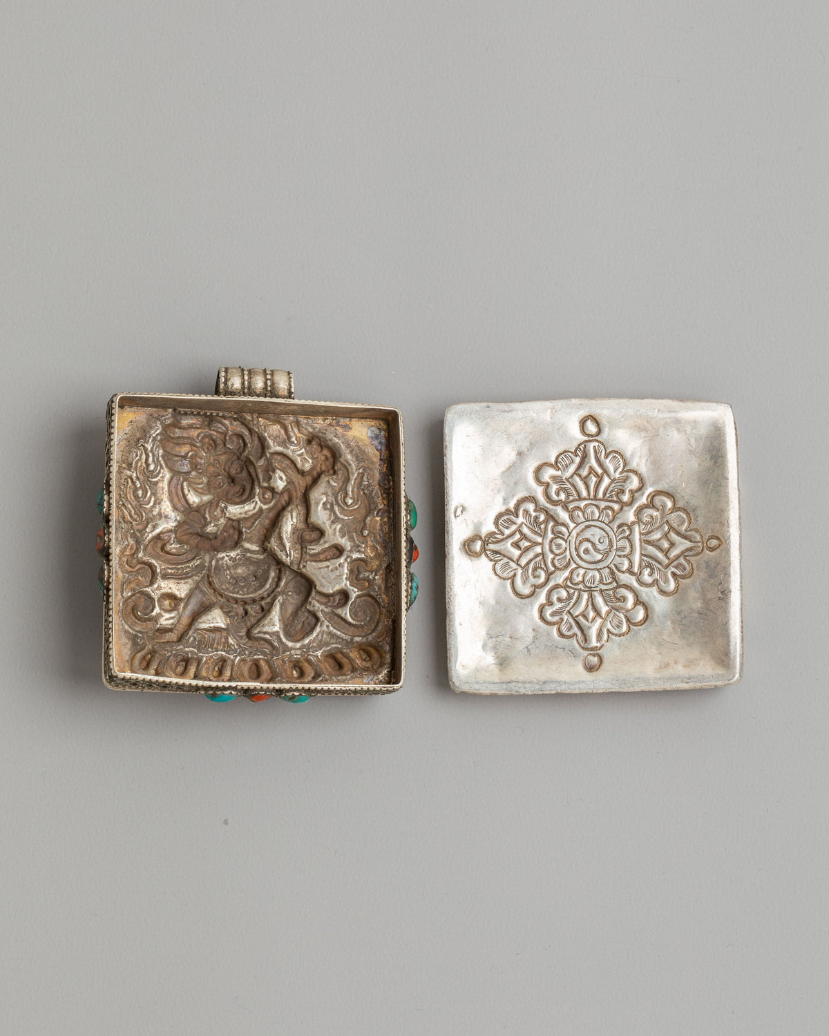 Vajrapani Sacred Ghau Box Locket | Handcarved Silver Buddhist Amulet