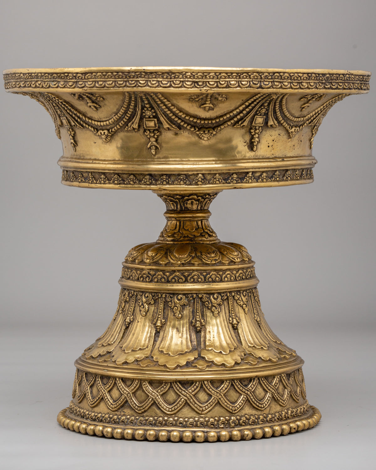 Traditional Sacred Butter Lamp | Buddhist Brass Offering Lamp