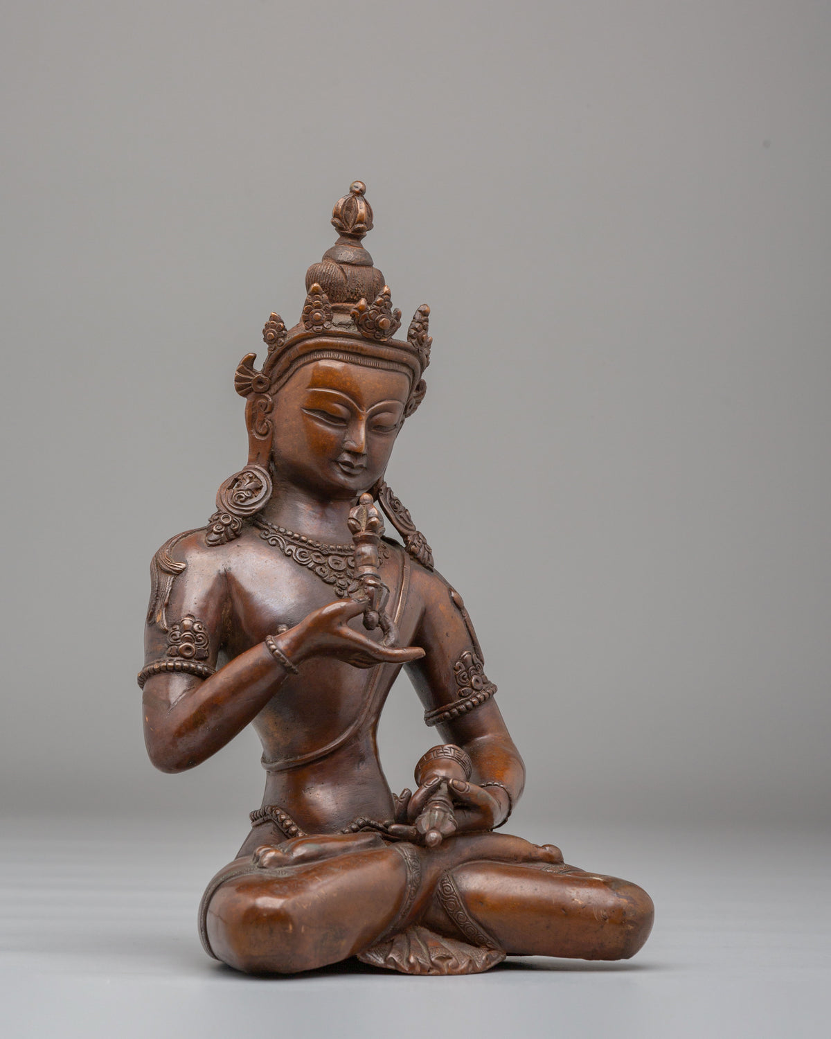 Vajrasattva Home Shrine Statue | Oxidized Copper Buddhist Art