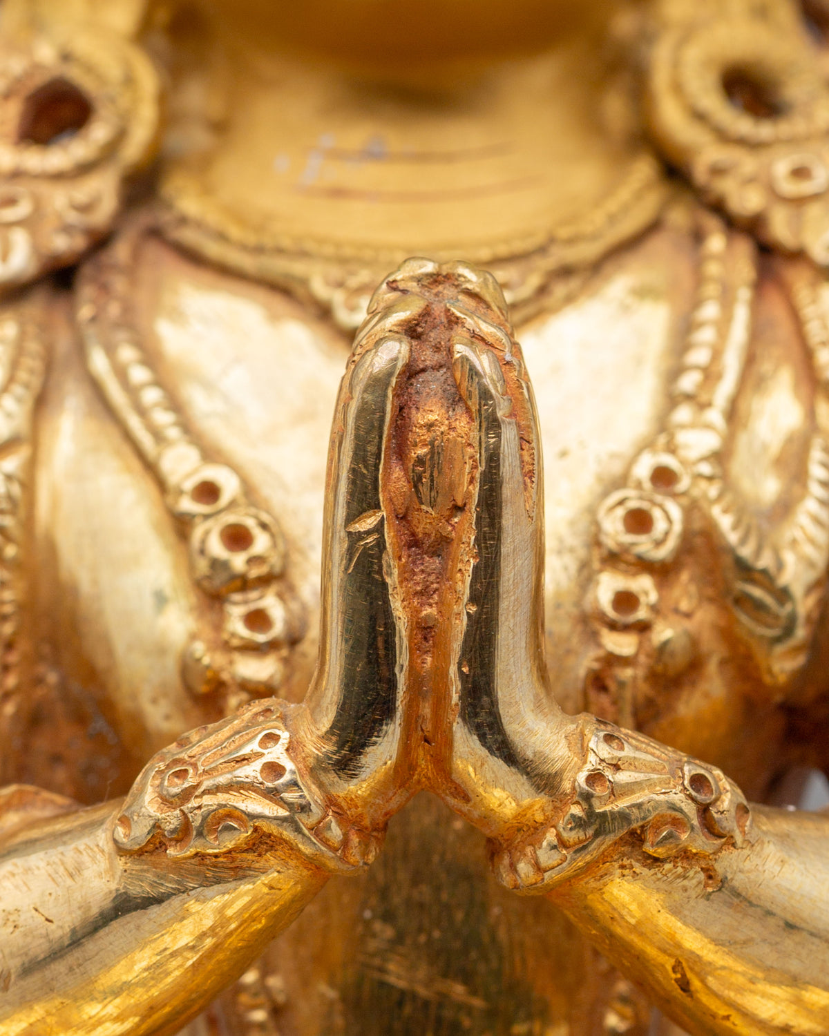 Sacred Avalokiteshvara Compassion Statue | 24K Gold Plated Copper Sculpture