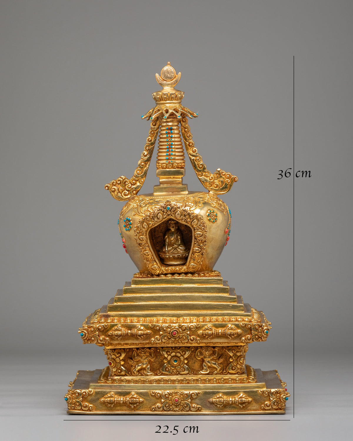 Enlightenment Chorten Stupa | Gold Plated Shakyamuni Buddha Shrine