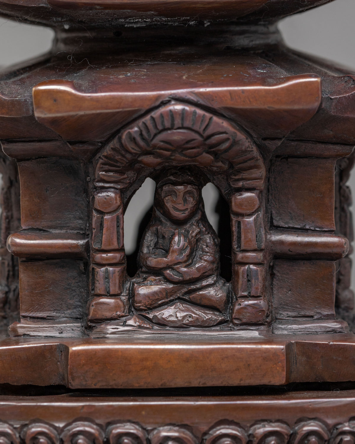 Meditation Shrine Stupa | Oxidized Copper Buddhist Sacred Art