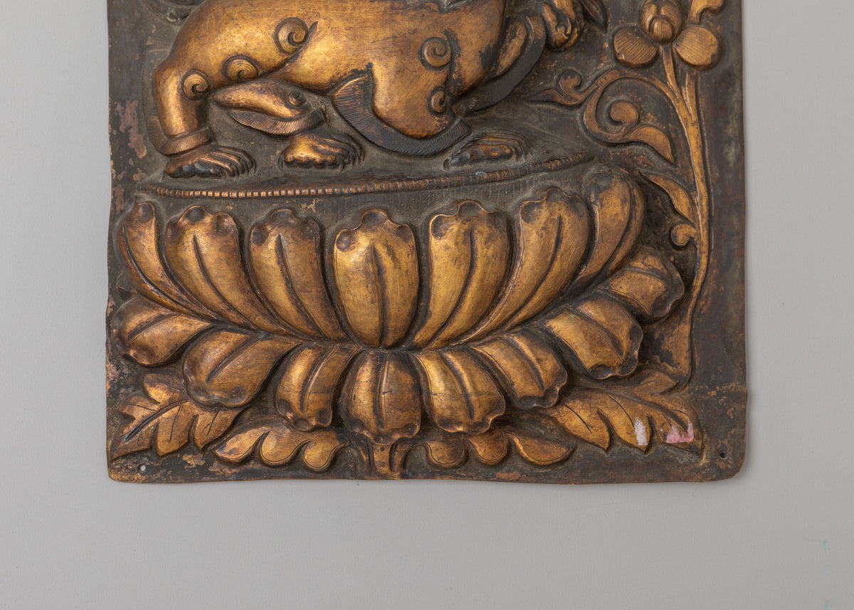 Antique Snow Lion Copper Wall Hanging Set | 35+ Year Himalayan Art