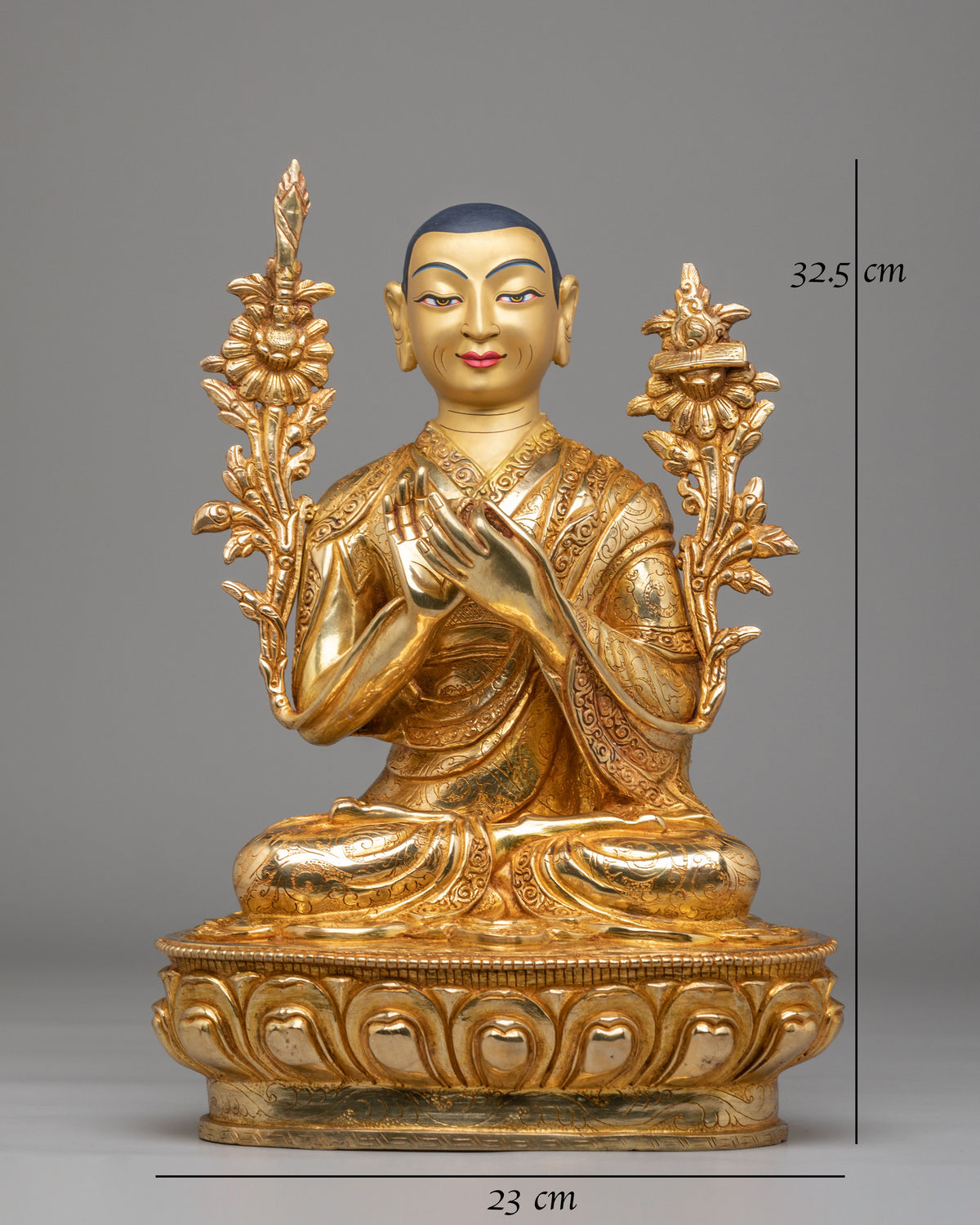 Tibetan Buddhist Tsongkhapa Statue Set | Gelug Lineage Masters