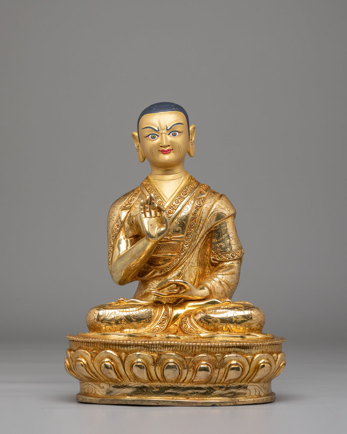 Tibetan Buddhist Tsongkhapa Statue Set | Gelug Lineage Masters
