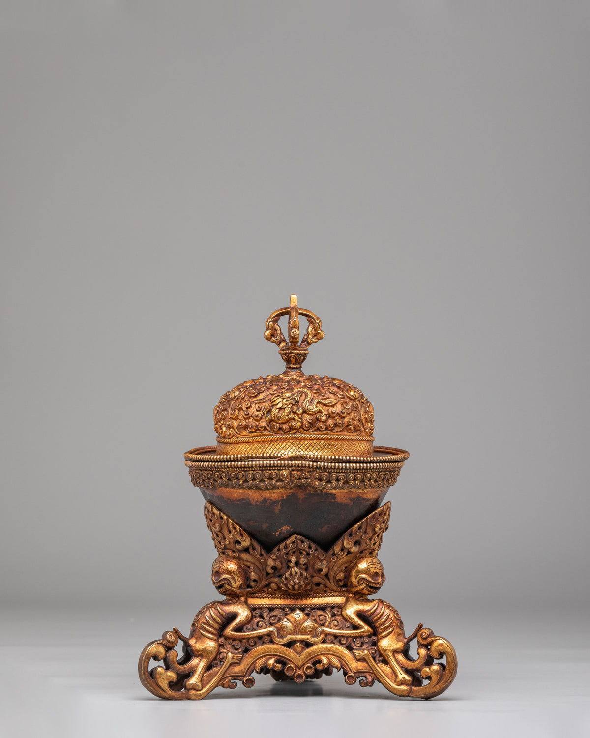 Traditional Tibetan Kapala Set for Altar | Ritual Offering Vessel