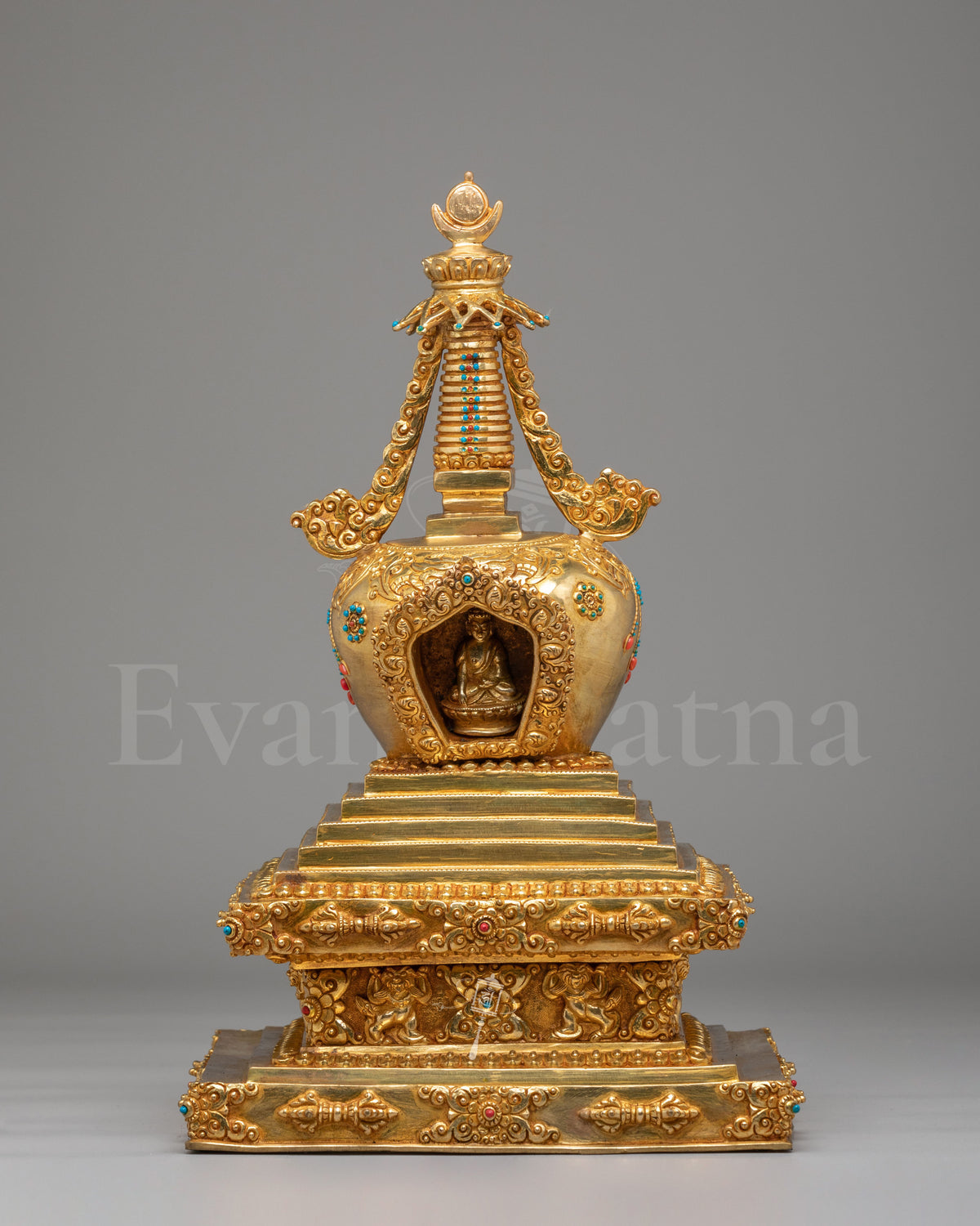 Enlightenment Chorten Stupa | Gold Plated Shakyamuni Buddha Shrine